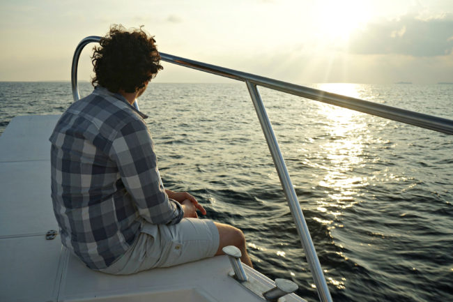 boot und sonnenuntergang